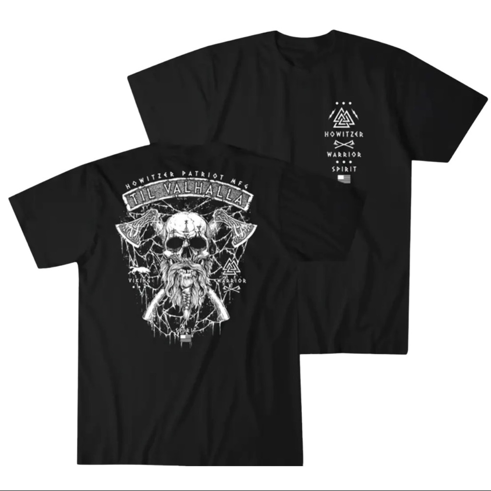 Howitzer Style Men's T-Shirt VALHALLA WARRIOR Military Grunt MFG Black S-4XL